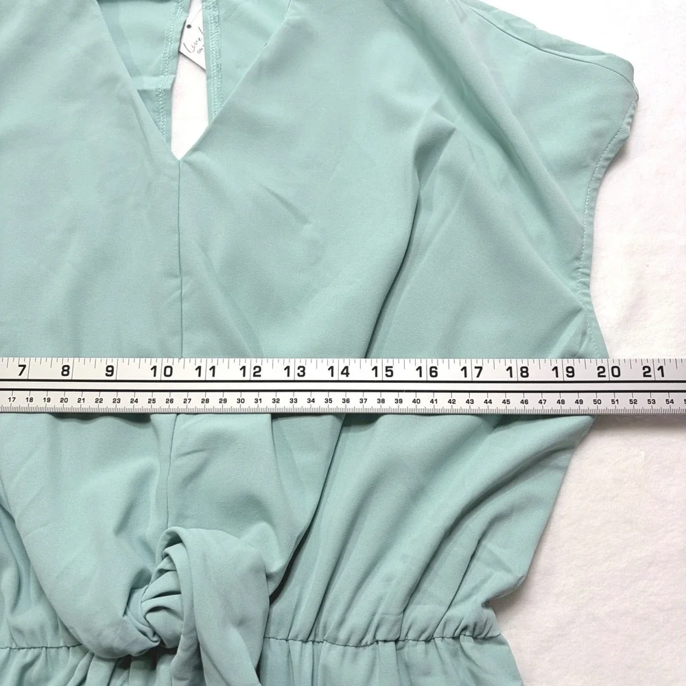 Live On The Edge‎ Romper Front Tie Elastic Waist Light Teal Blue XL